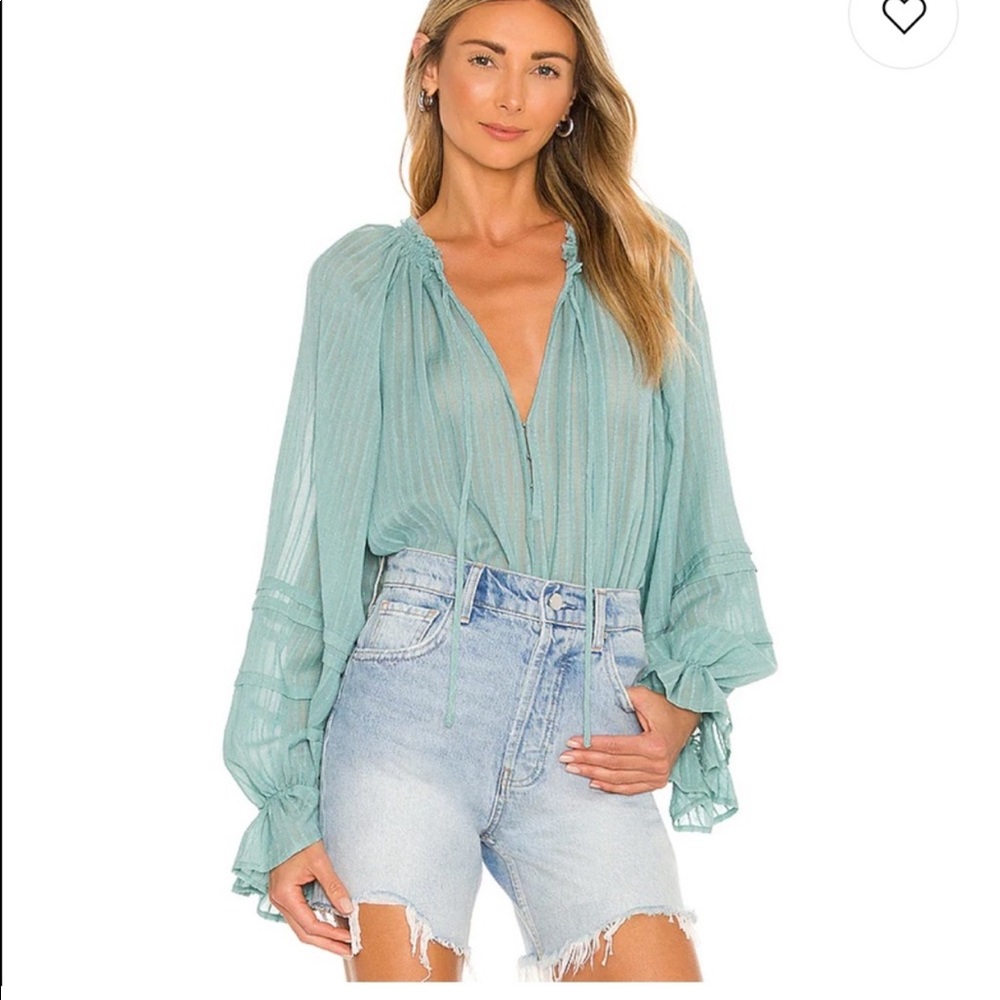 Out Of Town Top in Blue Jade Free People Color:Blue Jade